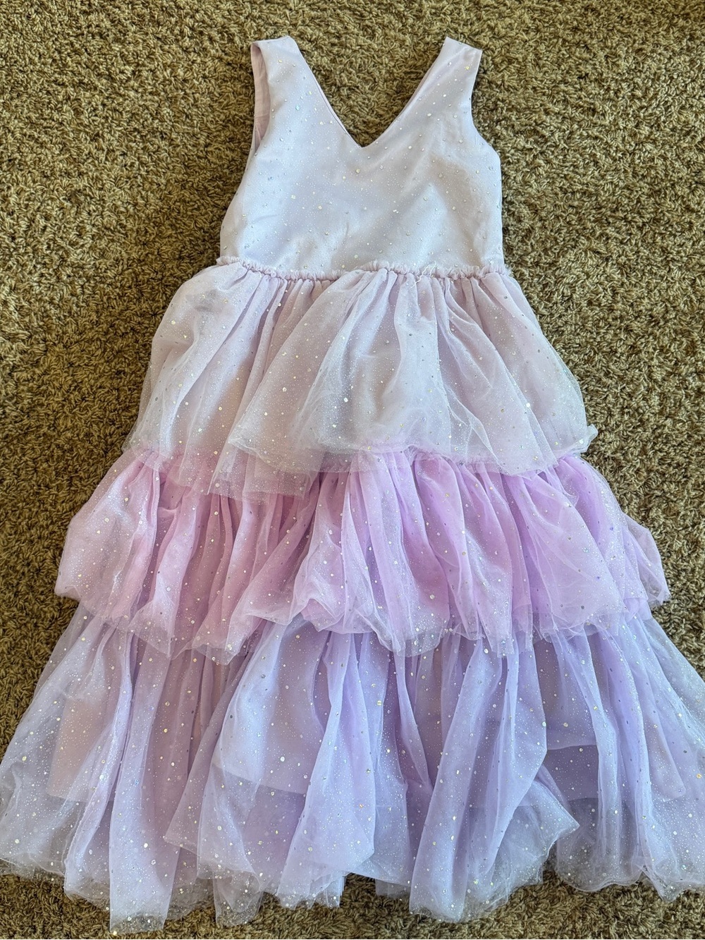 Lola + The Boys Lilac Sparkle Tiered Tulle Dress